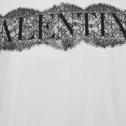 Pre Owned Valentino White Lace Detail Cotton Knit Oversized T-Shirt L