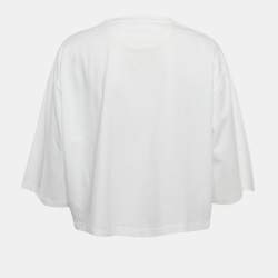 Pre Owned Valentino White Lace Detail Cotton Knit Oversized T-Shirt L
