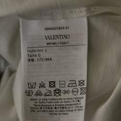 Pre Owned Valentino White Lace Detail Cotton Knit Oversized T-Shirt L