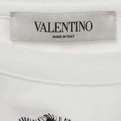 Pre Owned Valentino White Lace Detail Cotton Knit Oversized T-Shirt L