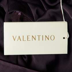 Pre Owned Valentino Purple Silk Satin & Sequin Paneled A-Line Skirt L