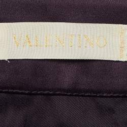 Pre Owned Valentino Purple Silk Satin & Sequin Paneled A-Line Skirt L
