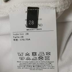 Pre Owned Valentino White Denim Belted Shorts M Waist 28"