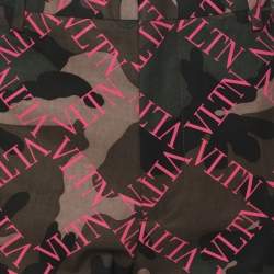 Pre Owned Valentino Multicolor/Pink Cotton VLTN Logo Camouflage Pants L