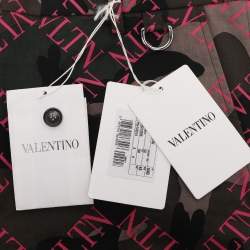 Pre Owned Valentino Multicolor/Pink Cotton VLTN Logo Camouflage Pants L