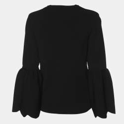 Pre Owned Valentino Black Jersey Flared Sleeve Tops M