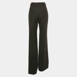 Pre Owned Valentino Black Wool Straight Formal Trousers M