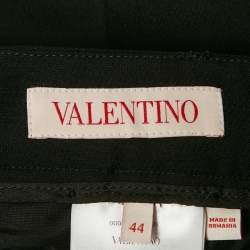 Pre Owned Valentino Black Wool Straight Formal Trousers M