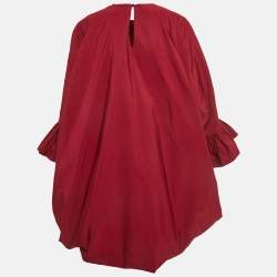مملوكة مسبقًا Valentino Red Gabardine Gathered Sleeve Oversized Mini Dress S