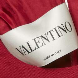 مملوكة مسبقًا Valentino Red Gabardine Gathered Sleeve Oversized Mini Dress S