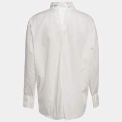 مملوكة مسبقًا قميص فالنتينو أبيض قطن ياقة مربوطة فضفاض مقاس صغير