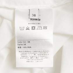 مملوكة مسبقًا قميص فالنتينو أبيض قطن ياقة مربوطة فضفاض مقاس صغير