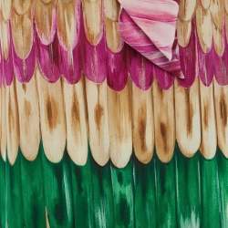 مملوكة مسبقًا VALENTINO Garavani Multicolour Feather Print Silk Scarf-Neck Blouse S