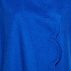 Pre Owned معطف فالنتينو صوف أزرق بحافة متموجة مقاس متوسط - ميديم