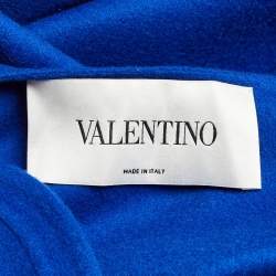 Pre Owned معطف فالنتينو صوف أزرق بحافة متموجة مقاس متوسط - ميديم