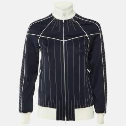 Pre Owned Valentino Navy Blue Jersey Contrast Stitch Track Jacket S