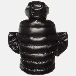 Pre Owned جاکيت فالنتينو پافر نايلون أسود بقلنسوة مقاس صغير