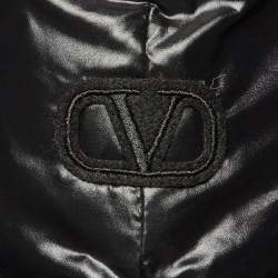 Pre Owned جاکيت فالنتينو پافر نايلون أسود بقلنسوة مقاس صغير