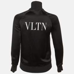 Pre Owned Valentino Black Satin Zip Front Track Jacket S