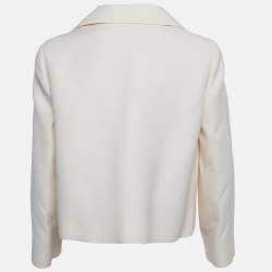 Pre Owned Valentino Cream Crepe Open Front Couture Jacket M