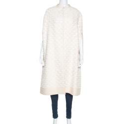 Pre Owned Valentino Cream and White Guipure Lace Cape Jacket M