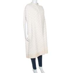 Pre Owned Valentino Cream and White Guipure Lace Cape Jacket M