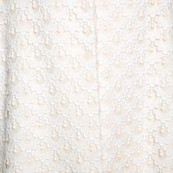 Pre Owned Valentino Cream and White Guipure Lace Cape Jacket M