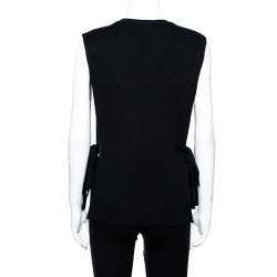 Pre Owned Valentino Black Wool Knit Open Side Vest S