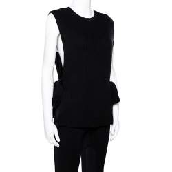Pre Owned Valentino Black Wool Knit Open Side Vest S
