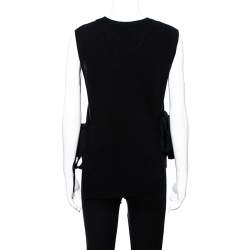 Pre Owned Valentino Black Wool Knit Open Side Vest S