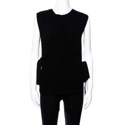 Pre Owned Valentino Black Wool Knit Open Side Vest S