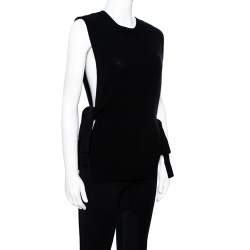 Pre Owned Valentino Black Wool Knit Open Side Vest S