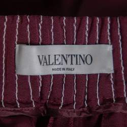 Valentino Burgundy Jersey Paneled Wide Leg Trousers S