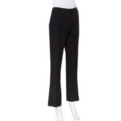 Pre Owned Valentino Black Wool & Silk Straight Leg Trousers M
