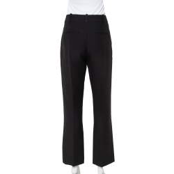 Pre Owned Valentino Black Wool & Silk Straight Leg Trousers M