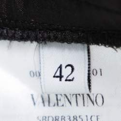 Pre Owned Valentino Black Wool & Silk Straight Leg Trousers M