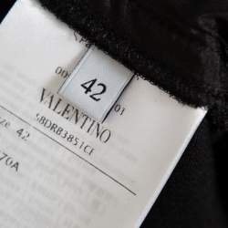 Pre Owned بنطلون فالنتينو أرجل مستقيمة حرير و صوف أسود مقاس وسط (ميديوم)