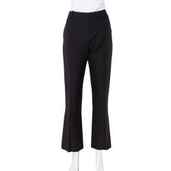 Pre Owned Valentino Black Wool & Silk Straight Leg Trousers M
