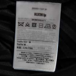 Pre Owned Valentino Black Logo printed Pleated Crepe Midi Skirt M
