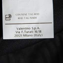 Pre Owned Valentino Black Logo printed Pleated Crepe Midi Skirt M