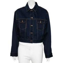 Pre Owned Valentino Navy Blue Denim Cropped Jacket S