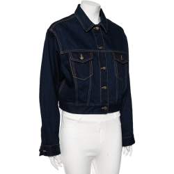 Pre Owned Valentino Navy Blue Denim Cropped Jacket S