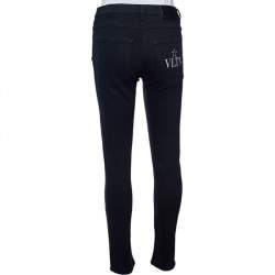 Valentino Black Denim VLTN Star Print Detail Slim Fit Jeans S