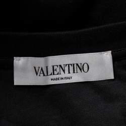 Pre Owned Valentino Black VLOGO Floral Print Cotton Crew Neck T-Shirt M