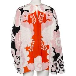 Pre Owned Valentino Multicolor Floral Printed Silk Cape Blouse S