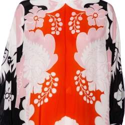 Pre Owned Valentino Multicolor Floral Printed Silk Cape Blouse S