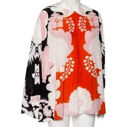 Pre Owned Valentino Multicolor Floral Printed Silk Cape Blouse S