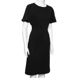 Pre Owned Valentino Black Crepe Short Sleeve Dress S