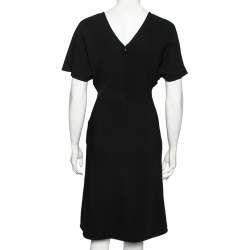 Pre Owned Valentino Black Crepe Short Sleeve Dress S