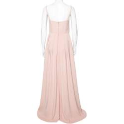 مملوكة مسبقًا Valentino Beige Silk Pleated Sleeveless Maxi Dress M